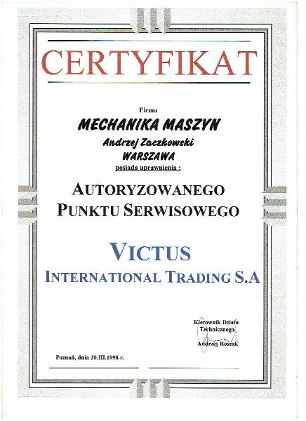 Certyfikat 1998