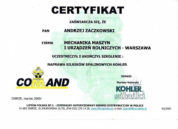 Certyfikat 2005