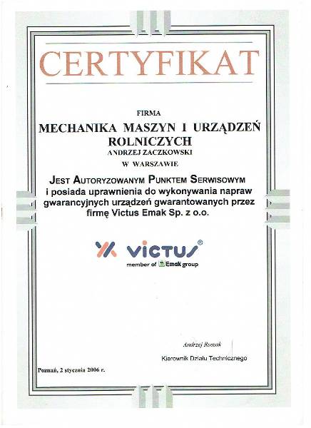 Certyfikat 2006