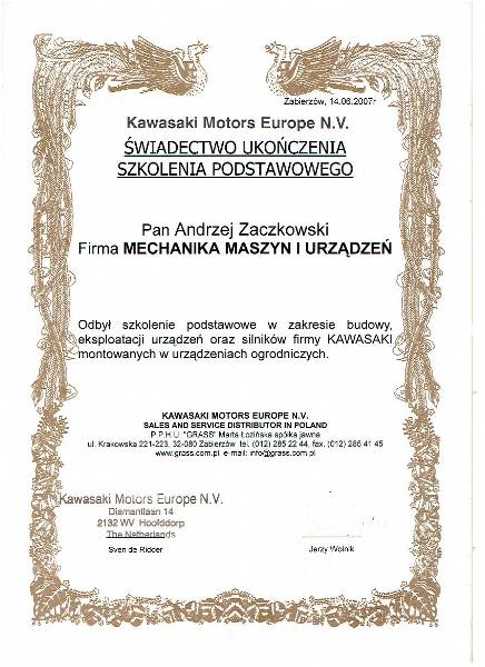 Certyfikat 2007